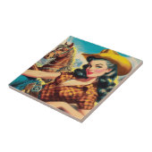 ヴィンテージ絵画女性のカーボーイ タイル (側面)