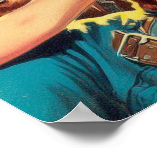 ヴィンテージ絵画女性のカーボーイ ポスター (角)