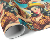 ヴィンテージ絵画女性のカーボーイ ラッピングペーパー (ロールコーナー)