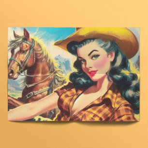 ヴィンテージ絵画女性のカーボーイ 薄葉紙