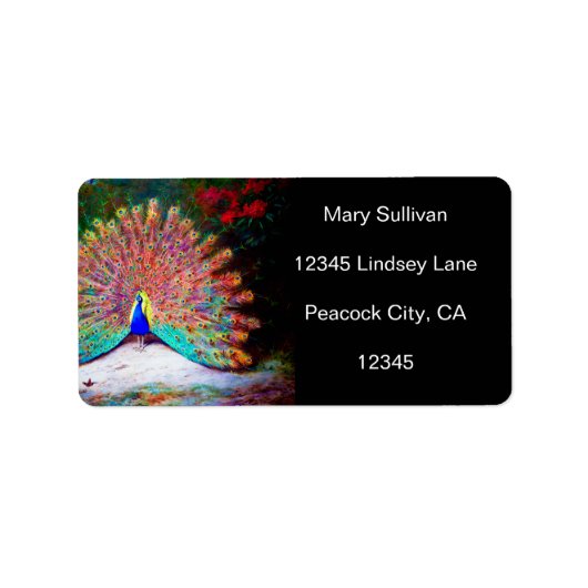 ヴィンテージ絵画孔雀 ラベル (正面)