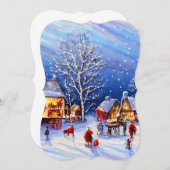 ヴィンテージ絵画村のクリスマスグリーティングカード (正面/裏面)