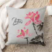 ヴィンテージ絵画水彩蓮 クッション (ブランケット)