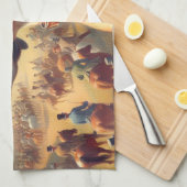 ヴィンテージ絵画犬 キッチンタオル (四つ折り)