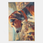 ヴィンテージ絵画犬 キッチンタオル (縦)