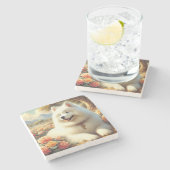 ヴィンテージ絵画犬 ストーンコースター (横)