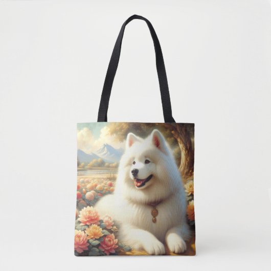 ヴィンテージ絵画犬 トートバッグ (正面)