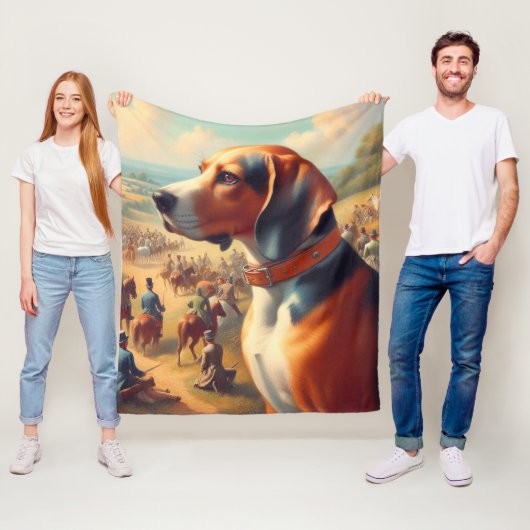 ヴィンテージ絵画犬 フリースブランケット (インサイチュ)