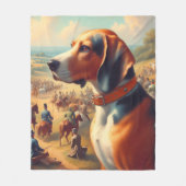 ヴィンテージ絵画犬 フリースブランケット (正面)