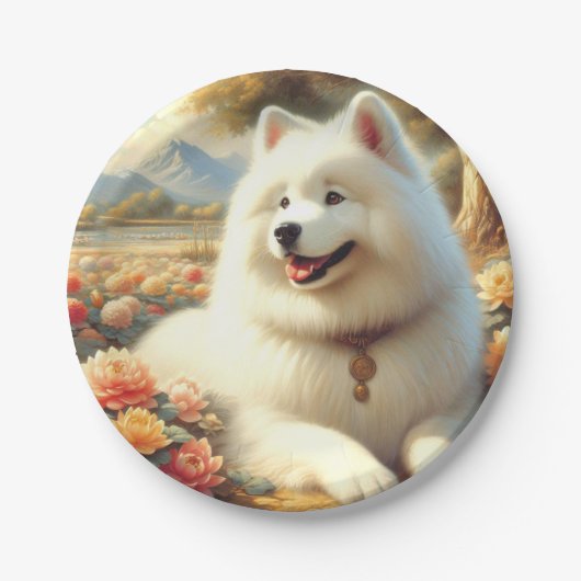 ヴィンテージ絵画犬 ペーパープレート (正面)