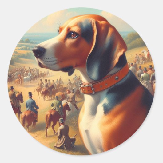 ヴィンテージ絵画犬 ラウンドシール (正面)