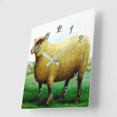 ヴィンテージ絵画羊 スクエア壁時計 (傾斜)