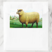 ヴィンテージ絵画羊 長方形シール (バッグ)