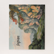 ヴィンテージ絵画・オブ・ジャパン・カントリー・サイド・ランドスケープ