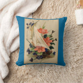 ヴィンテージ絵画 – 帆船の花。 クッション (ブランケット)