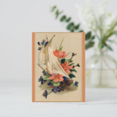 ヴィンテージ絵画 - 花を載せた帆船 ポストカード (スタンド正面)