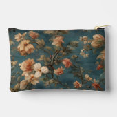 ヴィンテージ絶妙な白と緑豊かなサンゴ赤い花 アクセサリーポーチ (裏面)