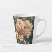 ヴィンテージ絶妙な白と緑豊かなサンゴ赤い花 カフェラテマグ (右)