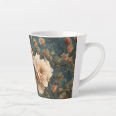 ヴィンテージ絶妙な白と緑豊かなサンゴ赤い花 カフェラテマグ (右)