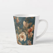 ヴィンテージ絶妙な白と緑豊かなサンゴ赤い花 カフェラテマグ (右)