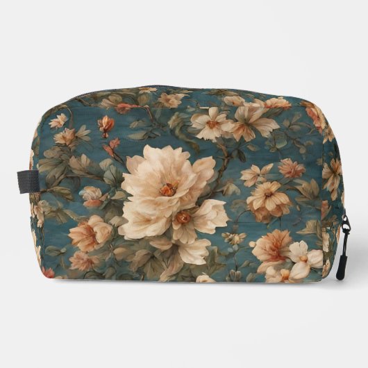 ヴィンテージ絶妙な白と緑豊かなサンゴ赤い花 ドップキット (正面)