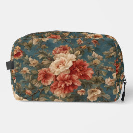 ヴィンテージ絶妙な白と緑豊かなサンゴ赤い花 ドップキット