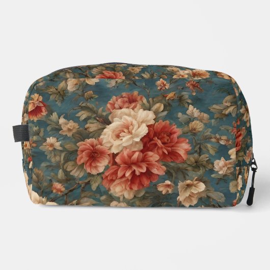 ヴィンテージ絶妙な白と緑豊かなサンゴ赤い花 ドップキット (正面)