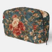 ヴィンテージ絶妙な白と緑豊かなサンゴ赤い花 ドップキット (右コーナー)