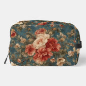 ヴィンテージ絶妙な白と緑豊かなサンゴ赤い花 ドップキット (裏面)