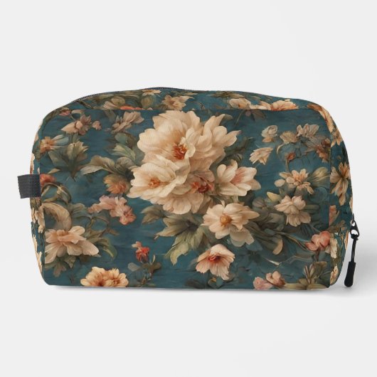 ヴィンテージ絶妙な白と緑豊かなサンゴ赤い花 ドップキット (正面)