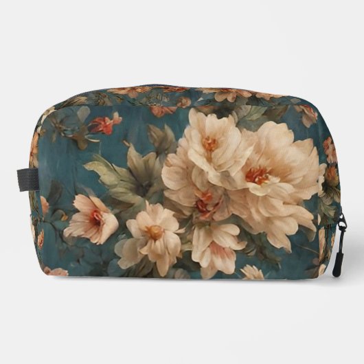 ヴィンテージ絶妙な白と緑豊かなサンゴ赤い花 ドップキット (正面)