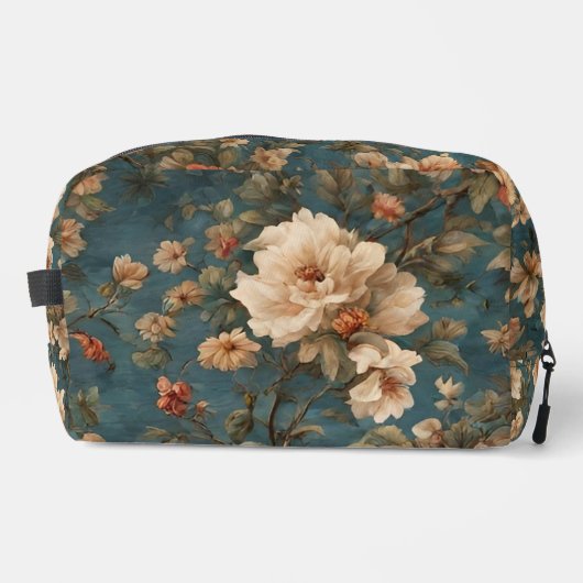 ヴィンテージ絶妙な白と緑豊かなサンゴ赤い花 ドップキット (正面)