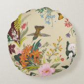 ヴィンテージ継ぎ目のないヴィンテージの花柄。エキゾチックfl ラウンドクッション (裏面)