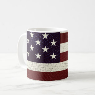 ヴィンテージ網掛けアメリカ国旗星条旗 コーヒーマグカップ