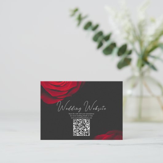 ヴィンテージ緋色バラ花弁結婚花 エンクロージャーカード (スタンド正面)