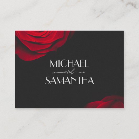 ヴィンテージ緋色バラ花弁結婚花 エンクロージャーカード (裏面)