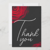 ヴィンテージ緋色バラ花弁結婚花 サンキューカード (裏面)