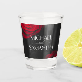 ヴィンテージ緋色バラ花弁結婚花 ショットグラス