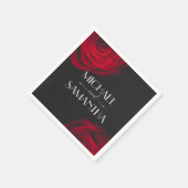 ヴィンテージ緋色バラ花弁結婚花 スタンダードカクテルナプキン (角)