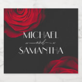 ヴィンテージ緋色バラ花弁結婚花 スパークリングワインラベル (シングルラベル)