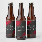 ヴィンテージ緋色バラ花弁結婚花 ビールラベル (ボトル)