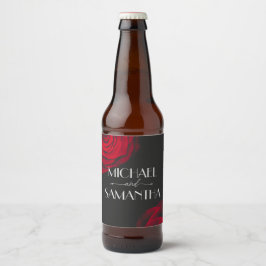 ヴィンテージ緋色バラ花弁結婚花 ビールラベル