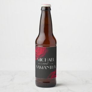 ヴィンテージ緋色バラ花弁結婚花 ビールラベル