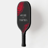 ヴィンテージ緋色バラ花弁結婚花 ピックルボールラケット (左)