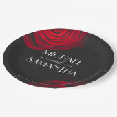 ヴィンテージ緋色バラ花弁結婚花 ペーパープレート (アングル)