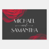 ヴィンテージ緋色バラ花弁結婚花 ラッピングペーパーシート (正面3)