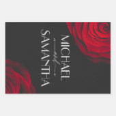 ヴィンテージ緋色バラ花弁結婚花 ラッピングペーパーシート (正面)