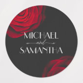 ヴィンテージ緋色バラ花弁結婚花 ラベル (デザイン1)