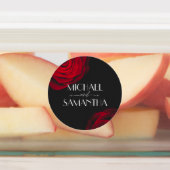 ヴィンテージ緋色バラ花弁結婚花 ラベル (貼付)