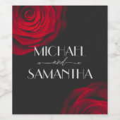 ヴィンテージ緋色バラ花弁結婚花 ワインラベル (シングルラベル)